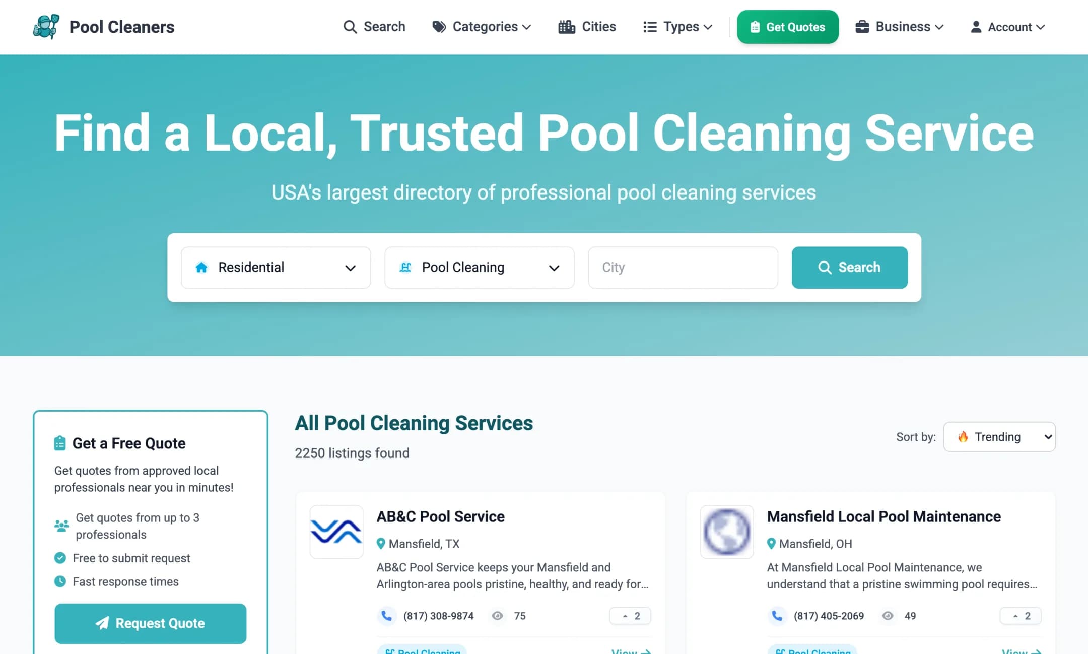 poolcleaners.io screenshot